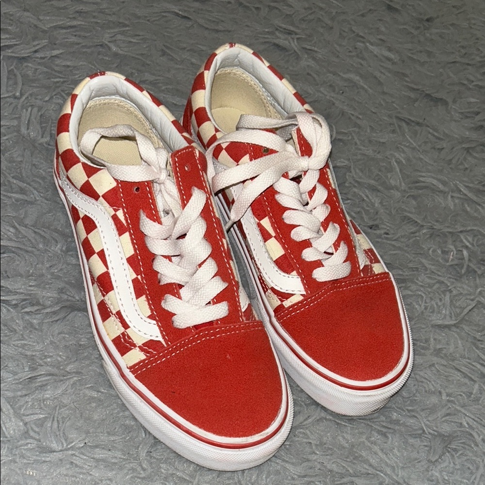 Vans Red and White Checkered Sneakers